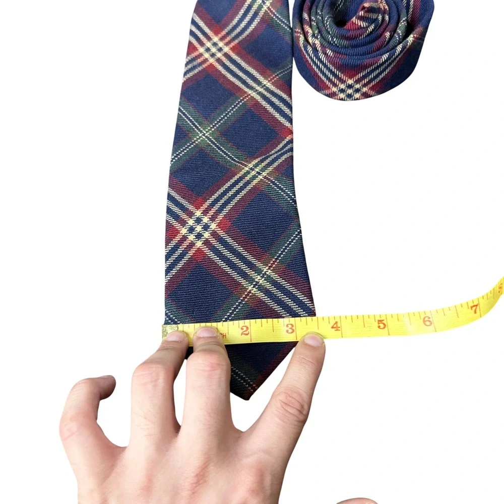 Brooks Brothers Necktie Mens OS Blue Red Plaid Wool Tartan Preppy Made in Italy
